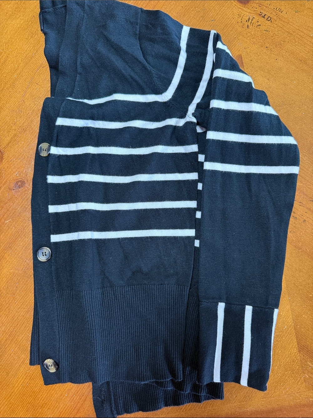 PREMISE Black and White Striped Cardigan Sweater Size L/G